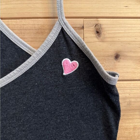 Y2K Old Navy Size XSmall Longline Tunic Racerback Embroidered Heart Tank Top - Picture 3 of 10
